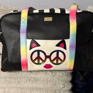 Betsey Johnson Black Tote with Rainbow Handles